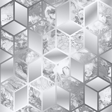Мраморные обои Elixir Cube Silver Muriva 166510