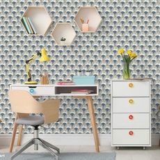 Обои Amazing Fan Motif Blue Rasch 539363
