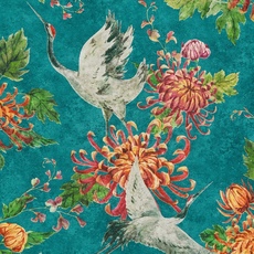 Обои Asian Fusion Cranes Teal AS Creation 37464-1