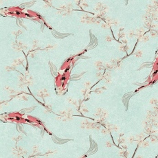 Обои Asian Fusion Koi Pale Teal AS Creation 37462-1
