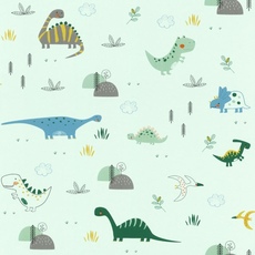 Bambino XVIII Динозавры Обои Mint Green Rasch 249330