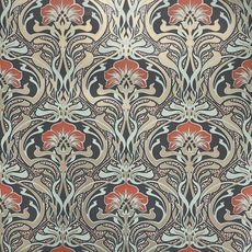 Crown Archives Flora Nouveau Обои Зеленый павлин M1196