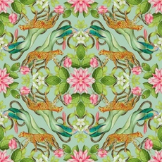 Обои Wedgwood Botanical Wonders Menagerie цвета морской волны W0131/01