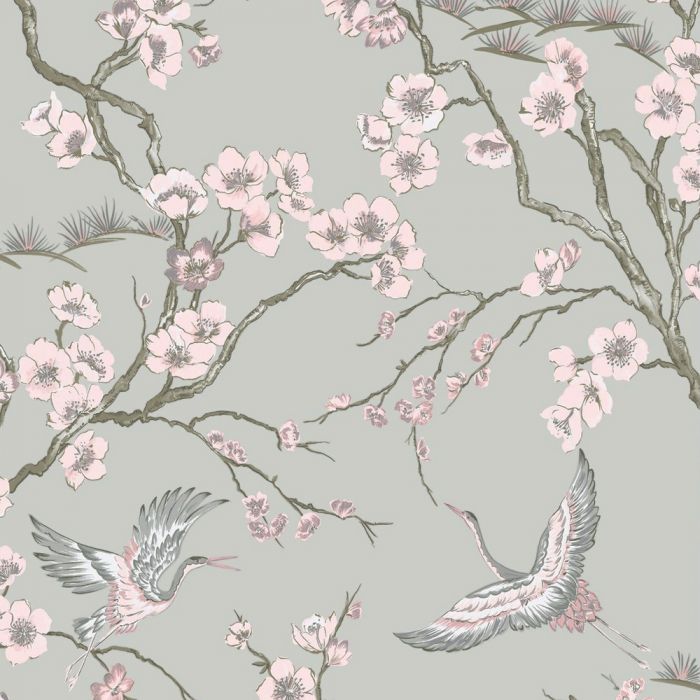 Обои Sublime Japan Cranes Grey/Pink Graham and Brown 105985