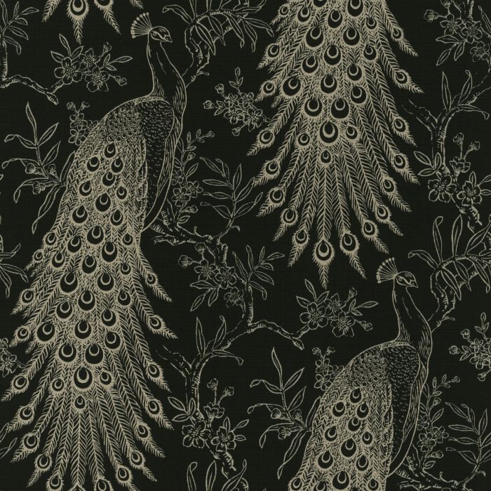 Обои Pandore Peacock Black / Gold Rasch 405811