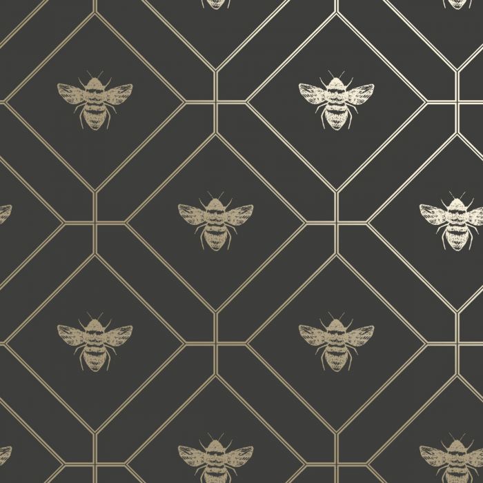 Обои Honeycomb Bee Charcoal Holden 13081