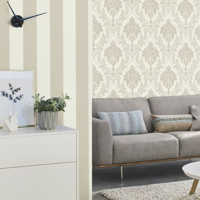 Обои Glam Shimmering Stripe Cream Beige Rasch 542318