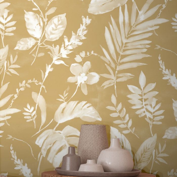Коллекция обоев Eden Tane Leaf Mustard Muriva L98902