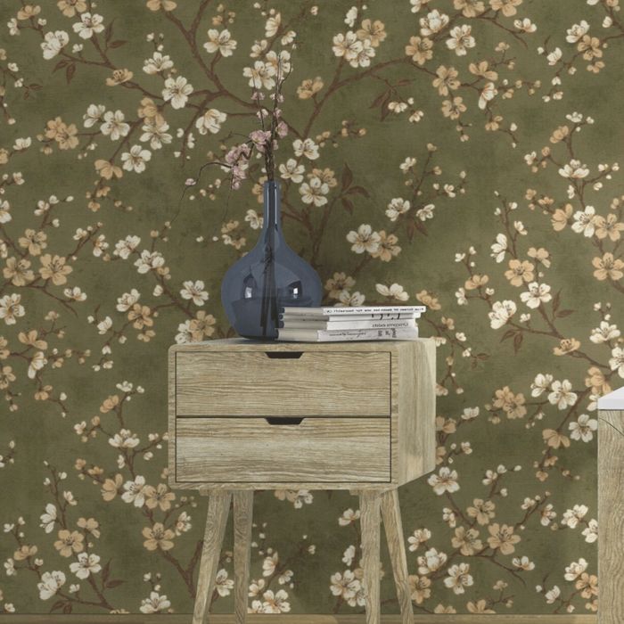 Обои Rasch Denzo II Blossom Sage Green and Cream 456714