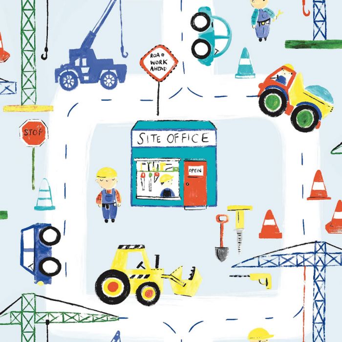 Road Works Ahead Construction Обои Blue Holden 11051