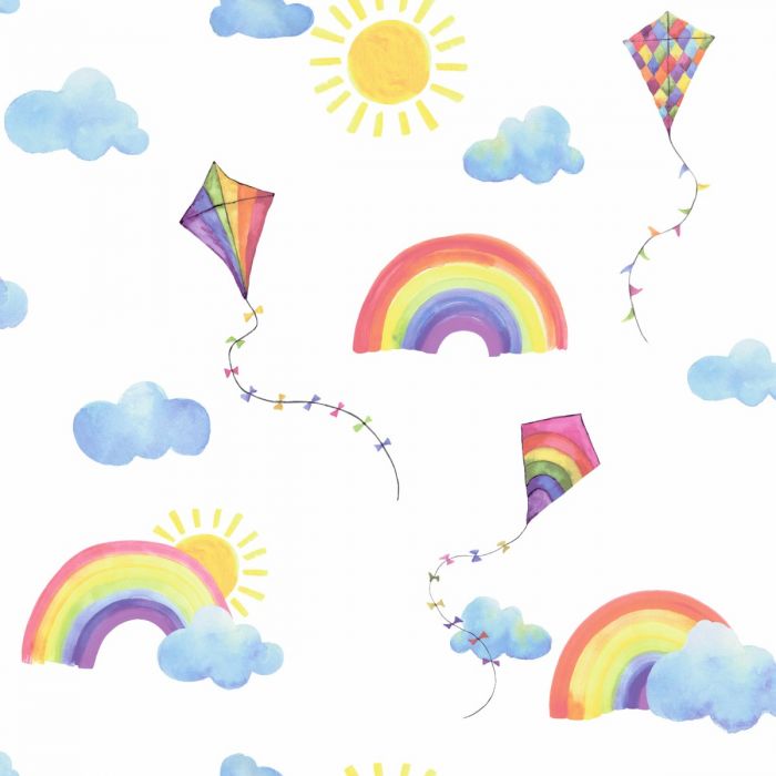 Обои Over the Rainbow Flying Kites Белые / Мульти Holden 91020