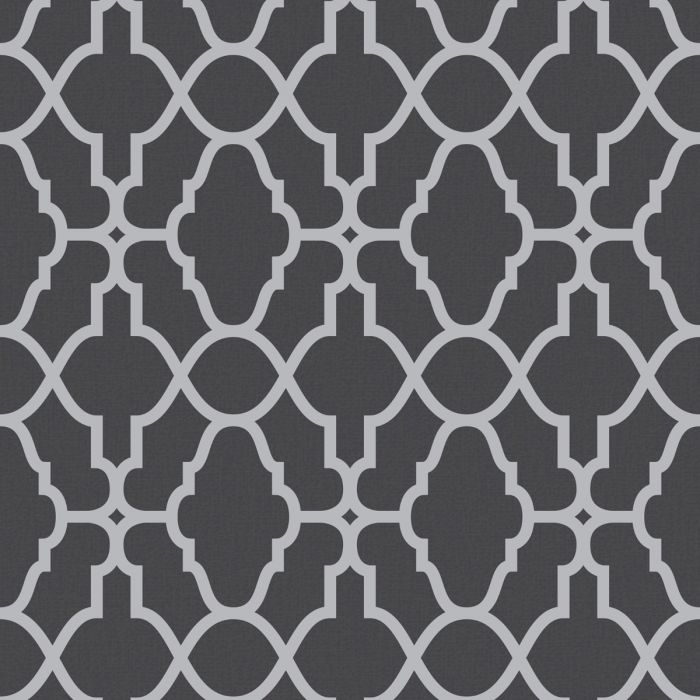 Обои Casablanca Trellis Fretwork - Black and Silver- Rasch 309348