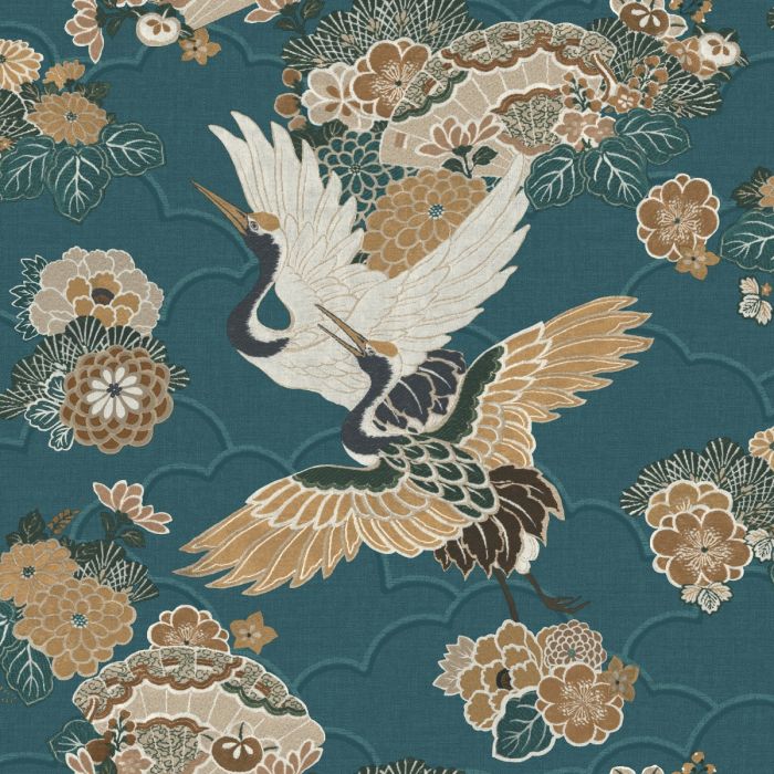Обои Akari Kyoto Cranes Teal Rasch 282770