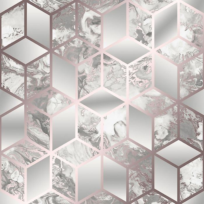 Elixir Cube мраморные обои розовое золото Muriva 166511