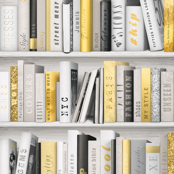 Обои Fashion Library Bookcase Gold Muriva 139503