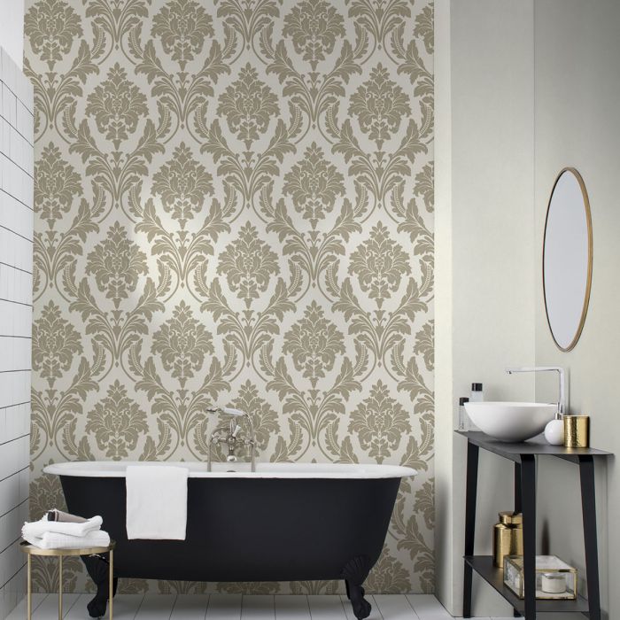Glam Shimmering Damask Wallpaper Antique Gold Rasch 541632