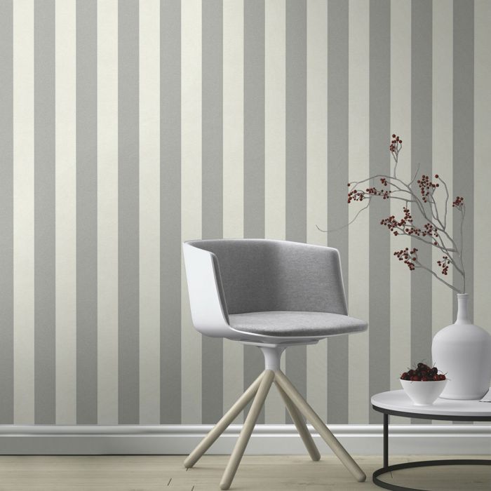 Обои Glam Shimmering Stripe Cream Silver Rasch 542332