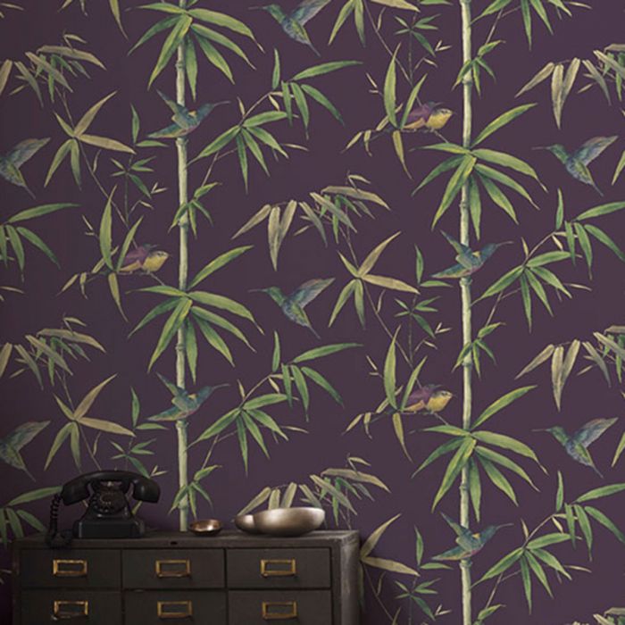 Обои Global Fusion Humming Birds Aubergine Galerie G56410