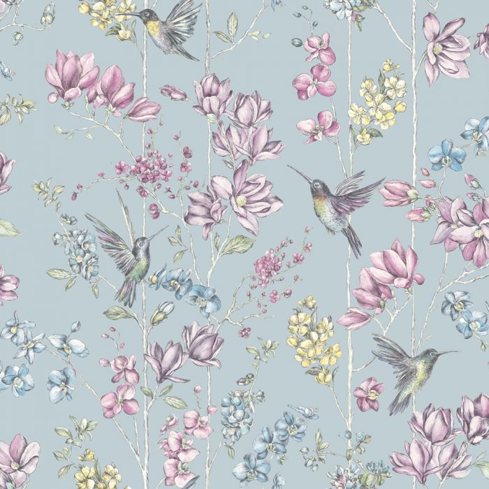 Цветочное очарование Hummingbird Wallpaper Duck Egg Holden 12391