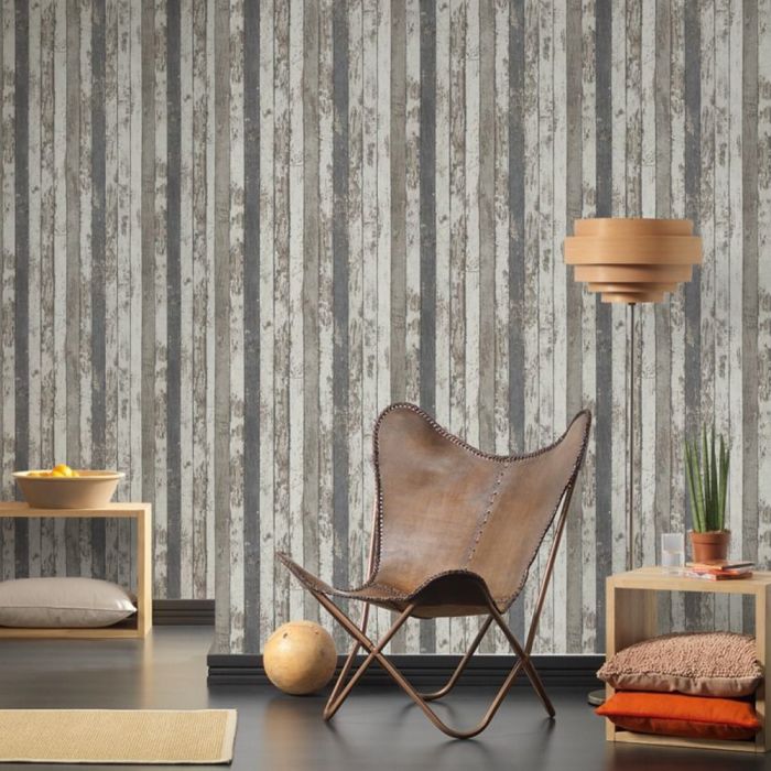 Обои Narrow Wood Planks Серые AS Creation 9591-42